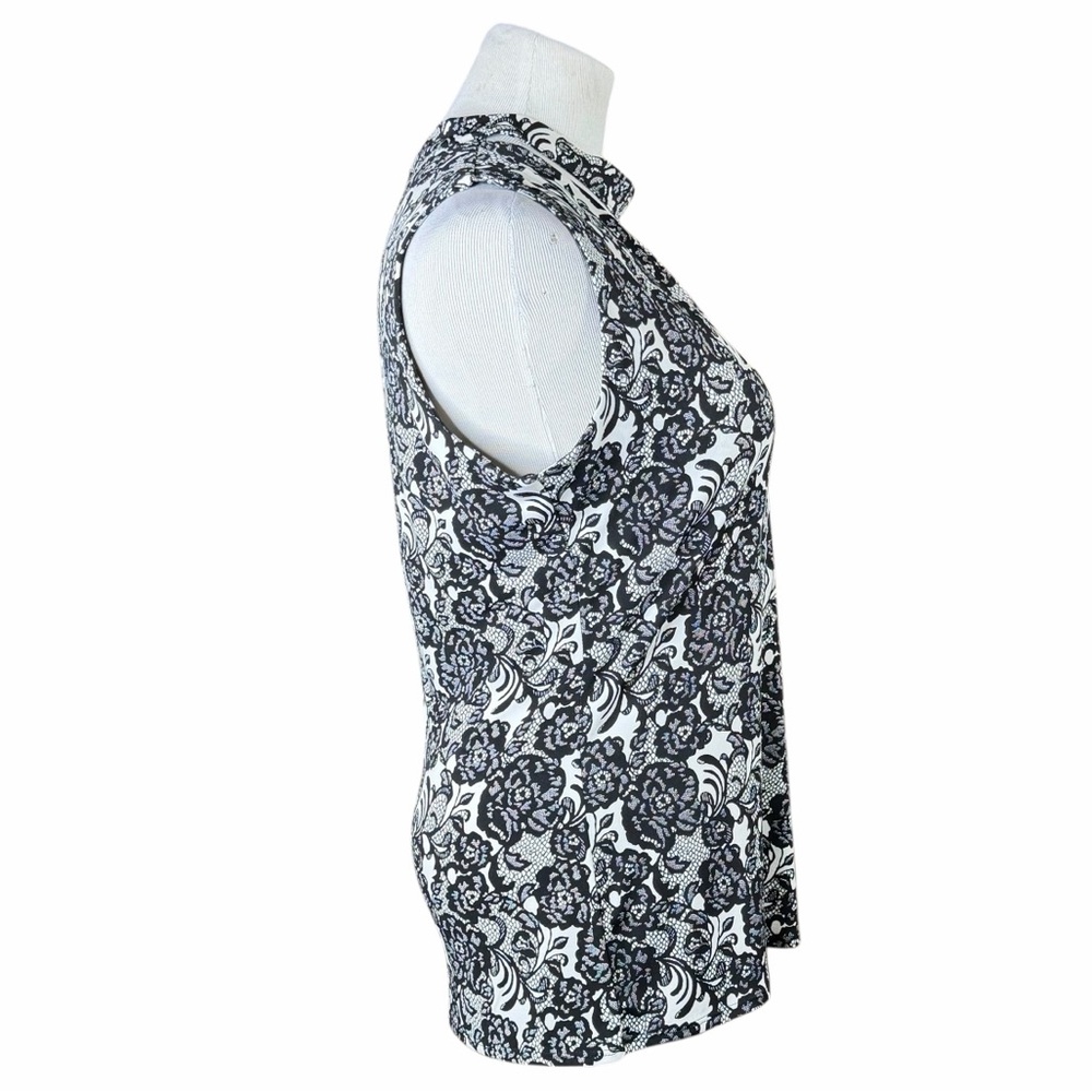 White House Black Market White & Black Floral Faux Lace Keyhole Tank - Medium - Picture 6 of 15
